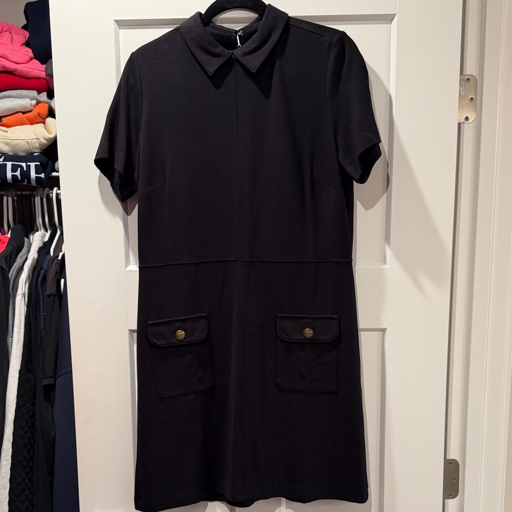 LOFT, medium, Chic Black Ponte Collared Mini Dress